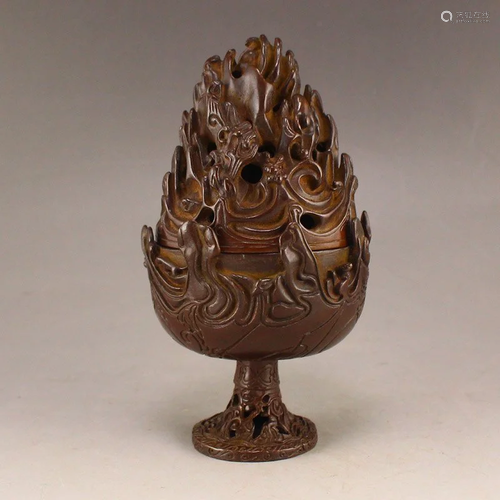 Vintage Chinese Red Copper Incense Burner