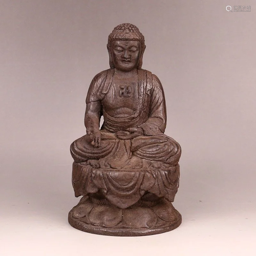 Vintage Chinese Chenxiang Wood Sakyamuni Buddha Statue