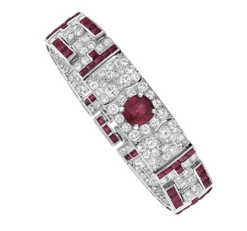 CARTIER ART DECO RUBY AND DIAMOND BRACELET