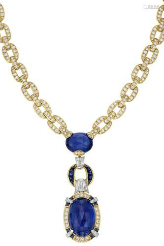 CARTIER SAPPHIRE AND DIAMOND NECKLACE