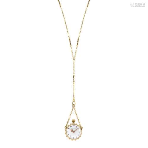 TIFFANY & CO. ANTIQUE DIAMOND AND ENAMEL SUBWAY PENDANT-...