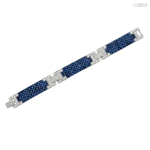 CARTIER ART DECO SAPPHIRE AND DIAMOND BRACELET