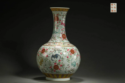 Qing Dynasty pastel longevity vase