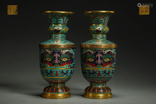 Qing Dynasty copper Cloisonne bottle