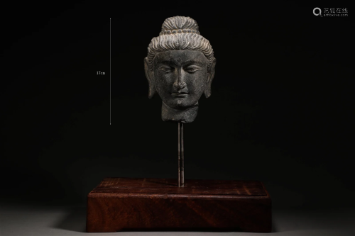 Gandhara gray schist Buddha head