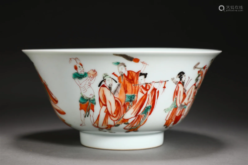 Qing Dynasty alum red figure bowl