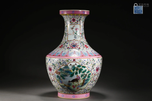 Qing Dynasty pastel vase