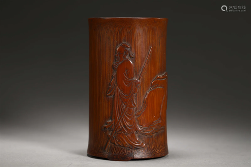 Bamboo carving pen holder in Qing Dynasty