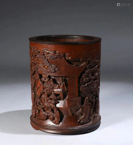 Bamboo carving pen holder in Qing Dynasty