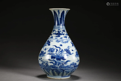 Ming Dynasty blue and white jade pot spring