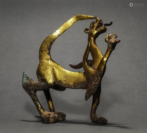 Bronze gilded dragon of Tang Dynasty