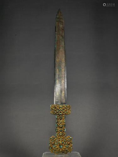 Warring States gold and silver gilded sword