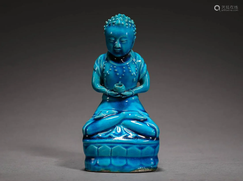 Peacock blue glazed Buddha in Ming Dynasty