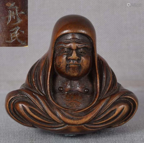 19c netsuke DARUMA by HARA SHUMIN