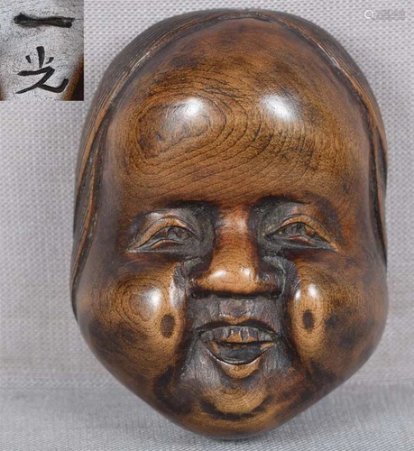 19c netsuke mask OKAME by IKKO