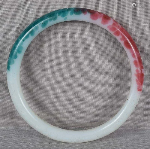 19c Chinese Peking glass colored jadeite bangle BRACELET