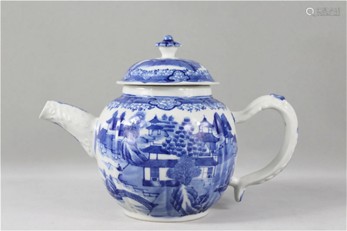 A Chinese Blue and White Porcelain Tea Pot with Lid