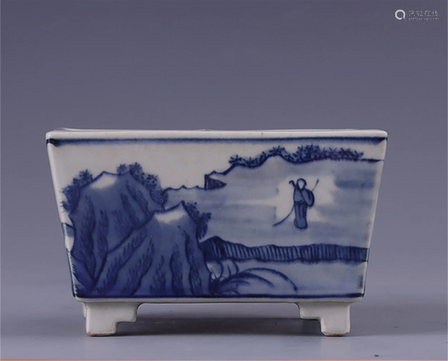 A Chinese Blue and White Porcelain Square Studying Stuff