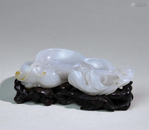 A Chinese Carved Jade Brush Washer