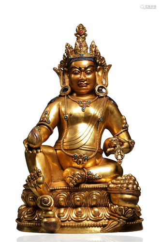 A Chinese Carved Gilt Bronze Buddha