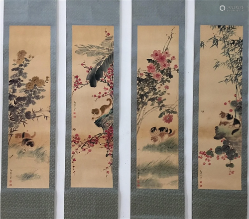 Set of Four Chinese Scroll Paintings