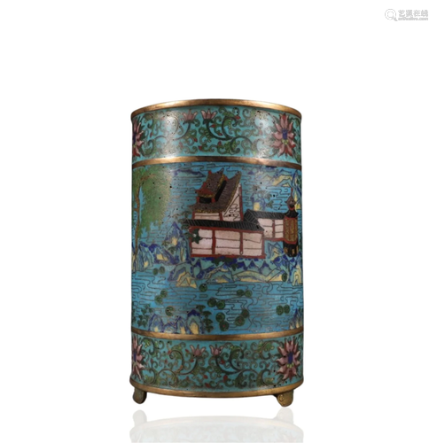 A Chinese Cloisonne Brush Pot