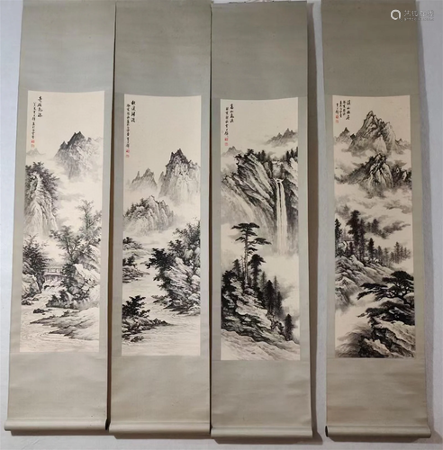 Set of Four Chinese Scroll Paintings