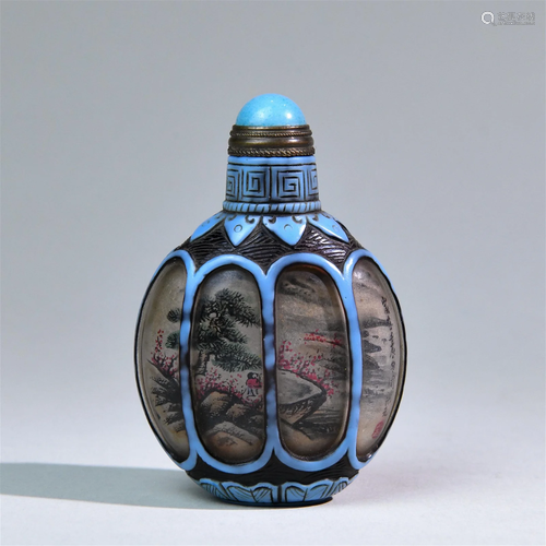 A Chinese Peking Glass Inside Painting Snuff Botlle