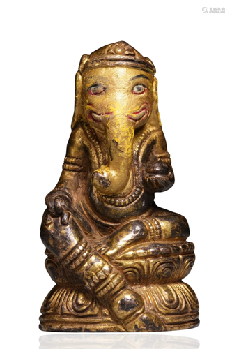 A Chinese Carved Gilt Bronze Buddha