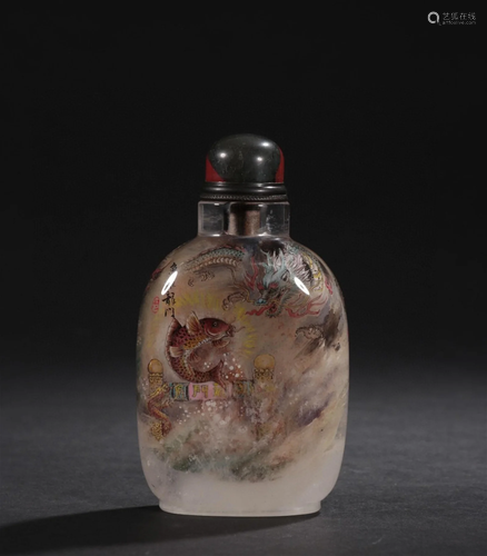 A Chinese Carved Crystal Inside Painting Snuff Bottle with L...