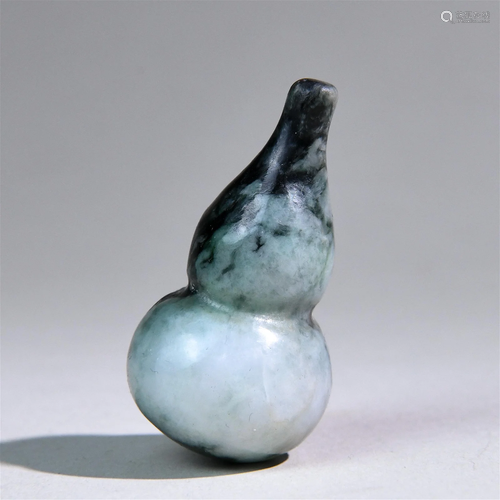 A Chinese Carved Jadeite Double Gourd Decoration