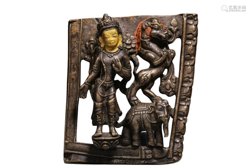 A Chinese Carved Bronze Plaque