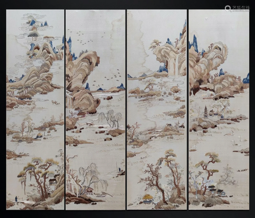 Set of Four Chinese Embroideries