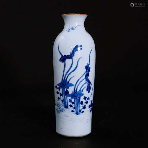 A underglaze blue vase in Ming Dynasty