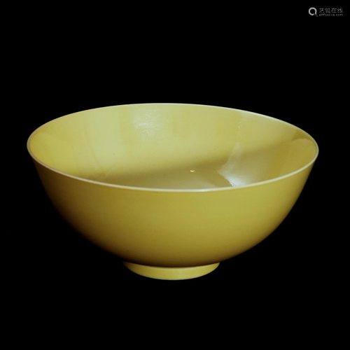 A yellow glaze bowl in the Guangxu period of the Qing Dynast...