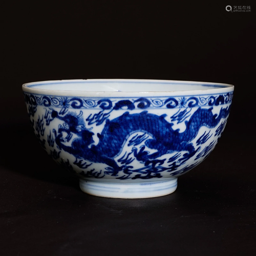 A underglaze blue bowl in Qing Dynasty