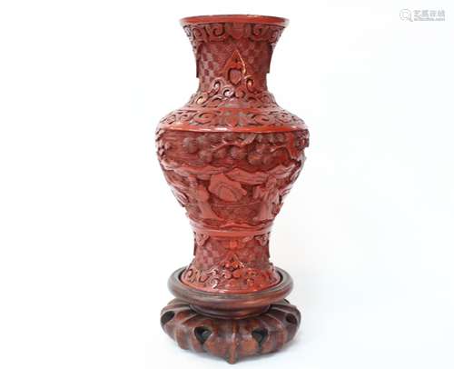 Chinese Red Cinnerbar Vase