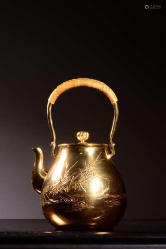 Japanese Gilt Silver Teapot,Mark