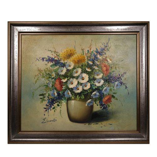 An Oil Painting of Flower and Vase