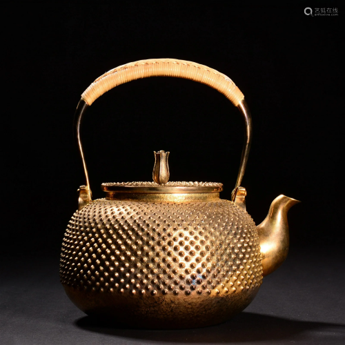 A Japanese Hand-made Silver-gilt Teapot