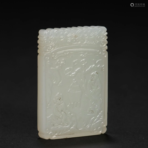 A Chinese Carved White Jade Panel