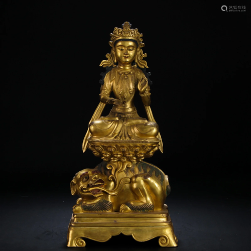 A Chinese Bronze-gilt Seated Bodhisattva