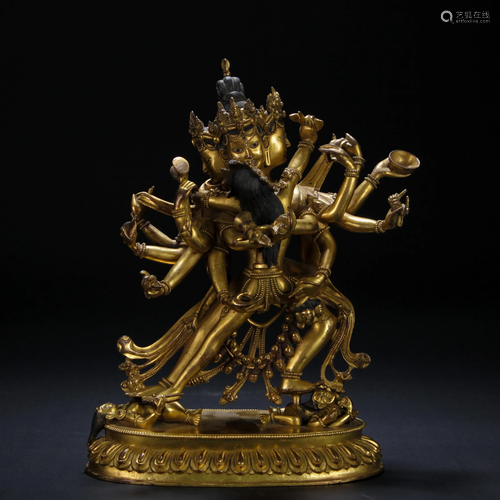 A Chinese Bronze-gilt Cakrasamvara