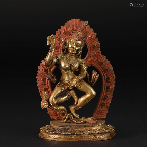 A Tibetan Bronze-gilt Vajrayogini