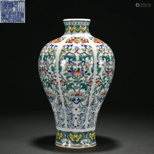 A Chinese Doucai Glazed Lobed Vase