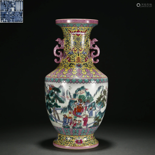 A Chinese Famille Rose Figural Story Vase