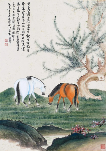 A Chinese Scroll Painting By Xie Zhiliu