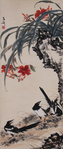 A Chinese Scroll Painting By Wang Xuetao