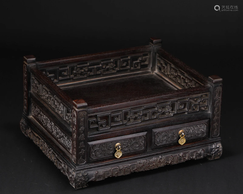 A Chinese Carved Rosewood Stand