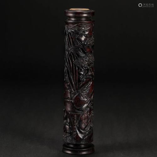 A Chinese Carved Rosewood Incense Holder
